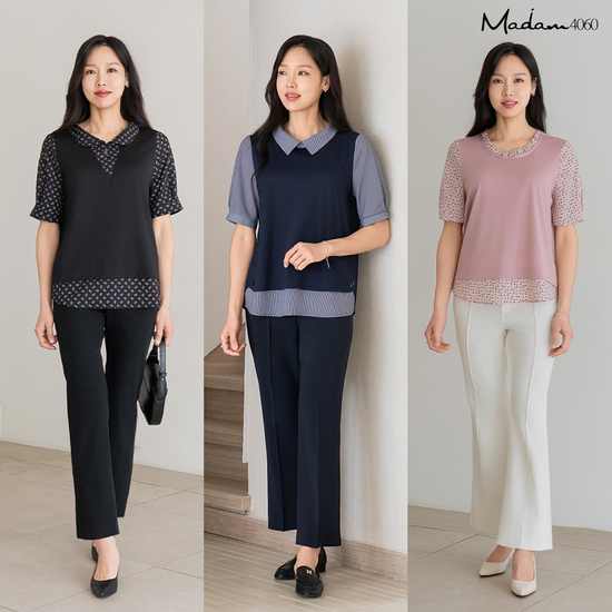 마담4060 썸머 레이어드블라우스3종
