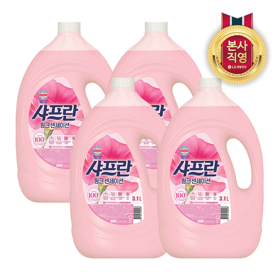 샤프란 섬유유연제 핑크 3.1L x 4개