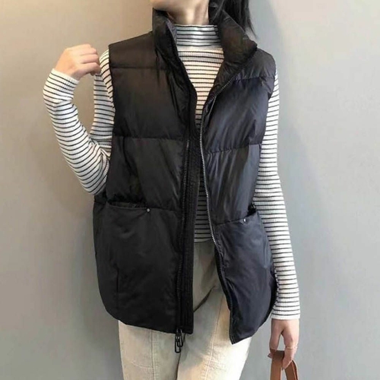 여대생 숏패딩조끼 캐주얼 레이어드 매칭 기본 베스트