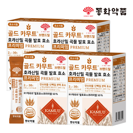 동화약품 골드 카무트 브랜드밀 곡물 발효 효소 프리미엄 4박스