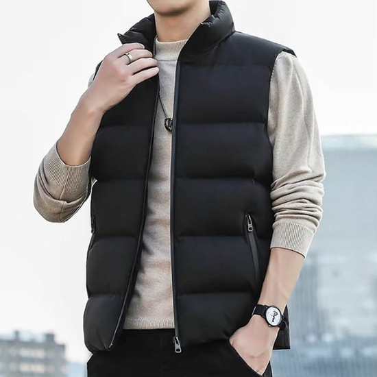 베이직 패딩 조끼 기본핏 하이넥 겨울 스포티 데일리