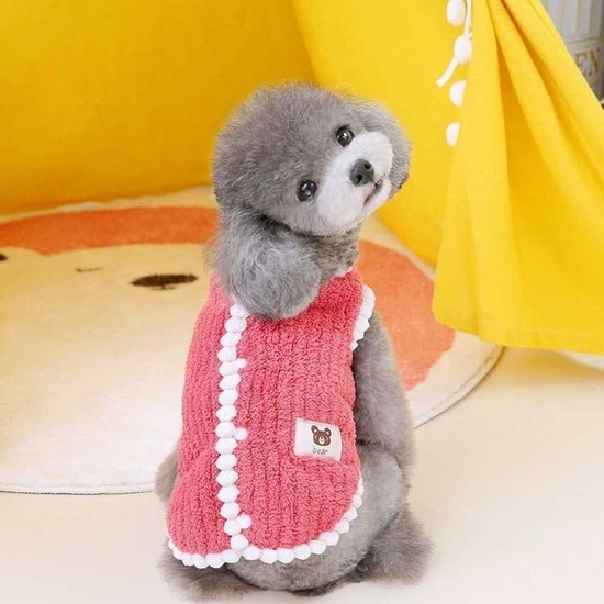 [라일리] Rly 애견 귀여운 실외 산책 캐주얼 폴리스 조끼 의류 옷