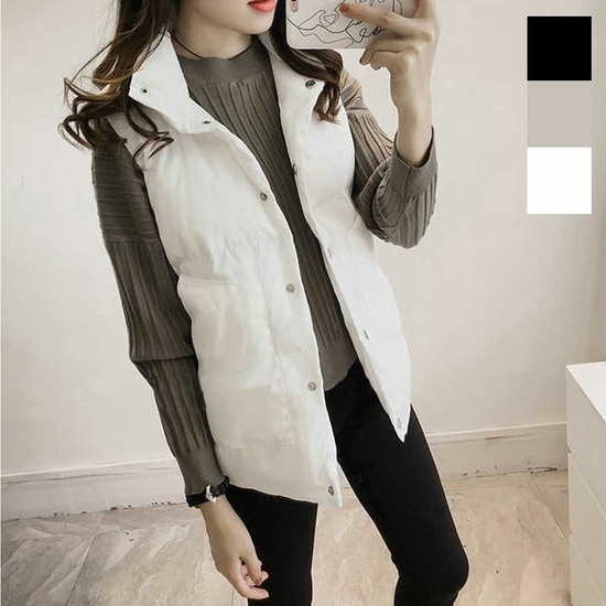 여자 패딩조끼 겨울 데일리룩 레이어드 베스트 (HJJ-WB37658)