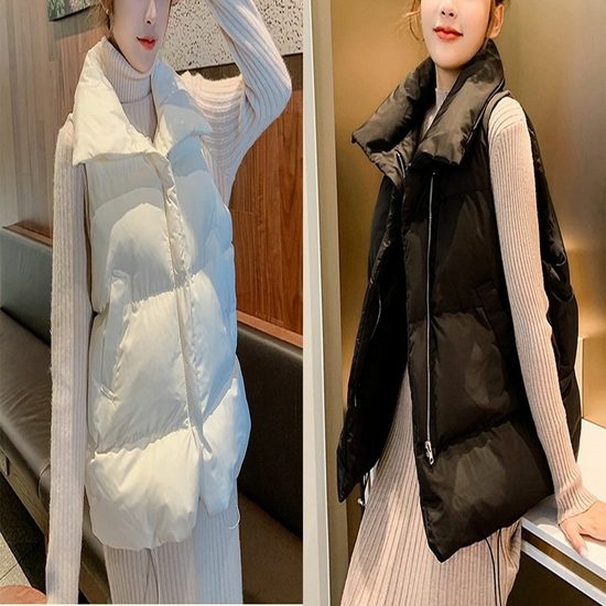 여자 오버핏 하이넥 패딩 조끼 숏패딩 베스트 쪼끼 (HJJ-WBA5537)