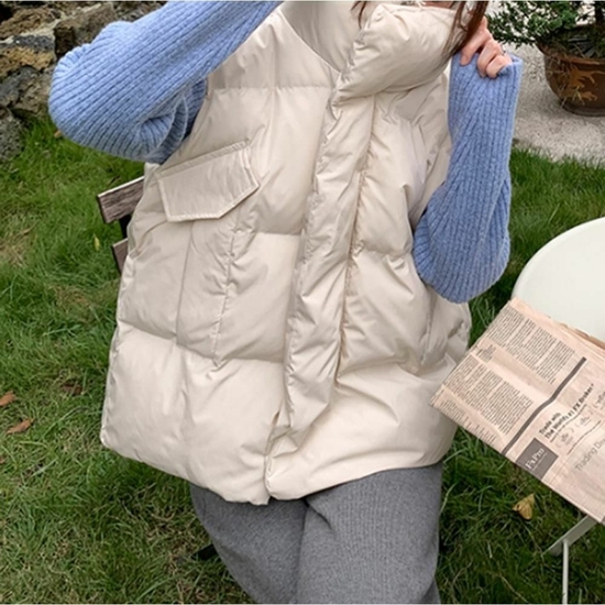 패딩 조끼 겨울 박시핏 조끼코디 여자베스트 베스트 (HJJ-WE8DE65)