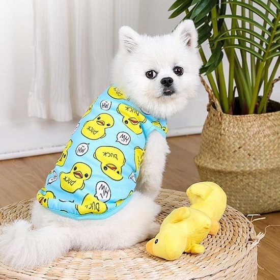 [오노마] ONM 애견 패턴 티셔츠 오리 그림 나시 디자인 귀여운 패션