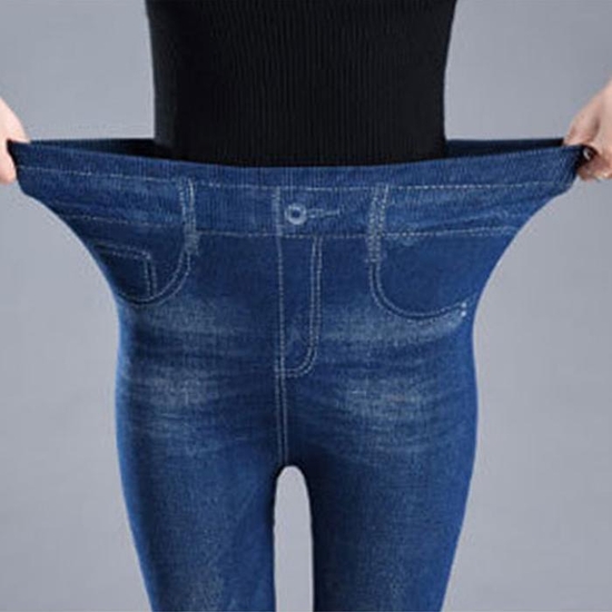 여성 데님 레깅스 페이크 청바지 모양 쫄바지 스판