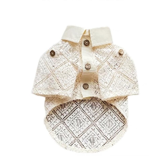 강아지 셔츠 04레이스셔츠 초코 S 드레스 애견 커플옷 (WFHC6JD)