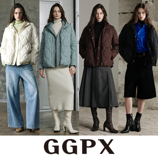 [GGPX] 25FW 후드배색 퀼팅 하프점퍼 크게보기
