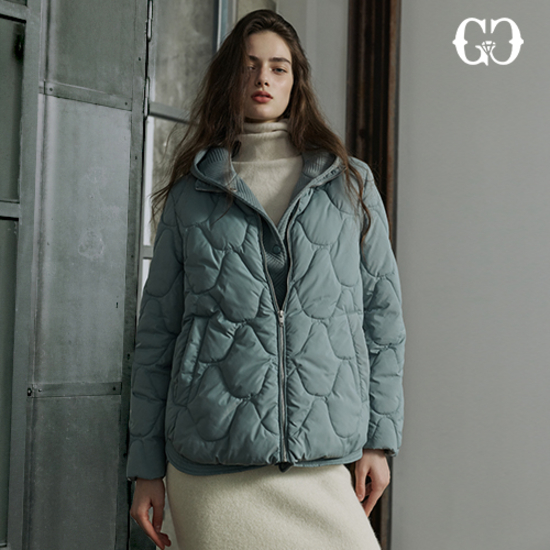 [GGPX] 25FW 후드배색 퀼팅 하프점퍼 크게보기