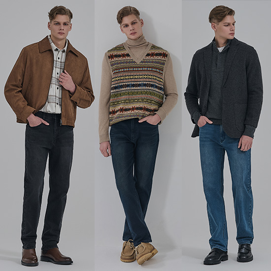 뱅뱅 25FW 남성 기모 라이크라 스트레이트 데님 3종 