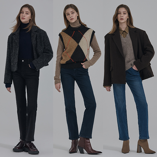 뱅뱅 25FW 여성 기모 라이크라 스트레이트 데님 