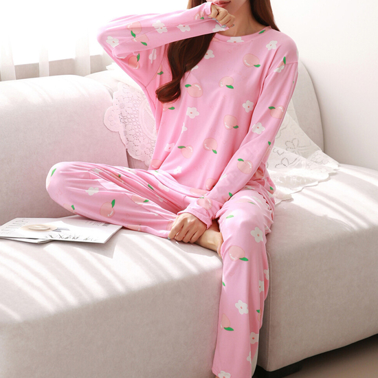 복숭아 여성 실내복 이지웨어 홈웨어 사계절 캐릭터일자바지 수면잠옷셋트 SE.W-WSET-2910-아이보리