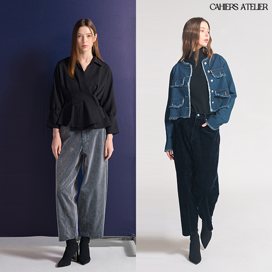 까이에 아뜰리에 25FW 여성 커브드 벨벳 데님 팬츠 1종